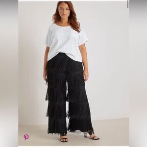 Eloquii Black Fringe Trousers